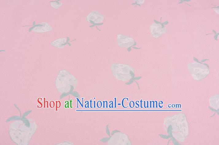 Chinese Traditional Costume Royal Palace Strawberry Pattern Pink Brocade Fabric, Chinese Ancient Clothing Drapery Hanfu Cheongsam Material