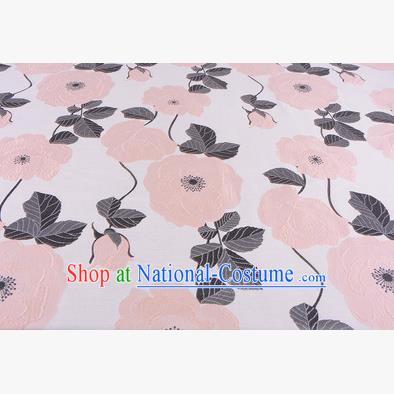 Chinese Traditional Costume Royal Palace Pink Flowers Pattern Fabric, Chinese Ancient Clothing Drapery Hanfu Cheongsam Material