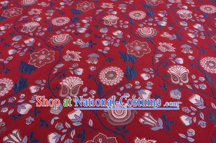 Chinese Traditional Costume Royal Palace Pattern Red Brocade Fabric, Chinese Ancient Clothing Drapery Hanfu Cheongsam Material