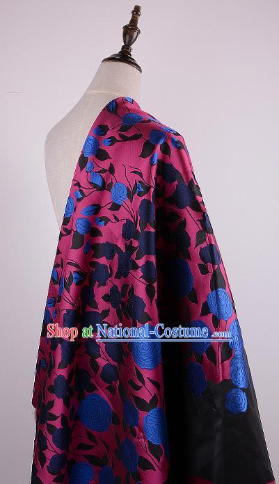 Chinese Traditional Costume Royal Palace Printing Rose Rosy Brocade Fabric, Chinese Ancient Clothing Drapery Hanfu Cheongsam Material