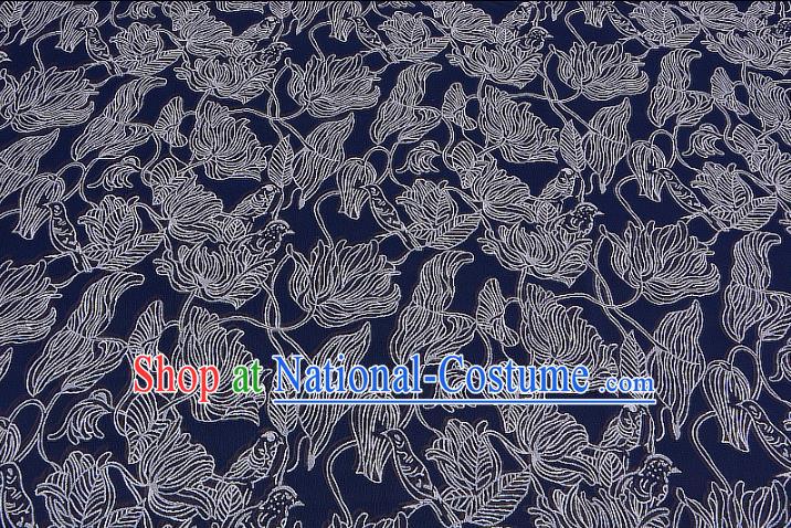 Chinese Traditional Costume Royal Palace Blue Brocade Fabric, Chinese Ancient Clothing Drapery Hanfu Cheongsam Material