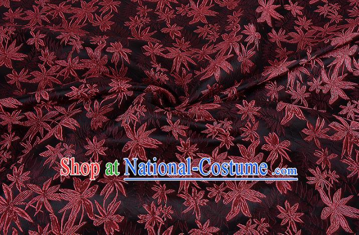 Chinese Traditional Costume Royal Palace Maple Leaf Pattern Brocade Fabric, Chinese Ancient Clothing Drapery Hanfu Cheongsam Material