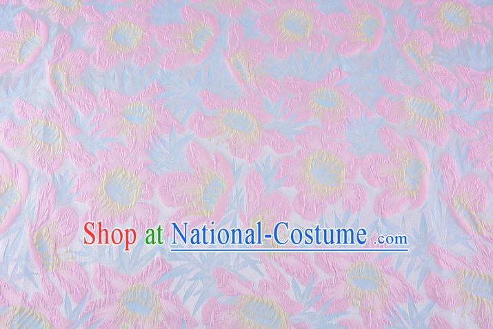 Chinese Traditional Costume Royal Palace Pink Flowers Pattern Brocade Fabric, Chinese Ancient Clothing Drapery Hanfu Cheongsam Material