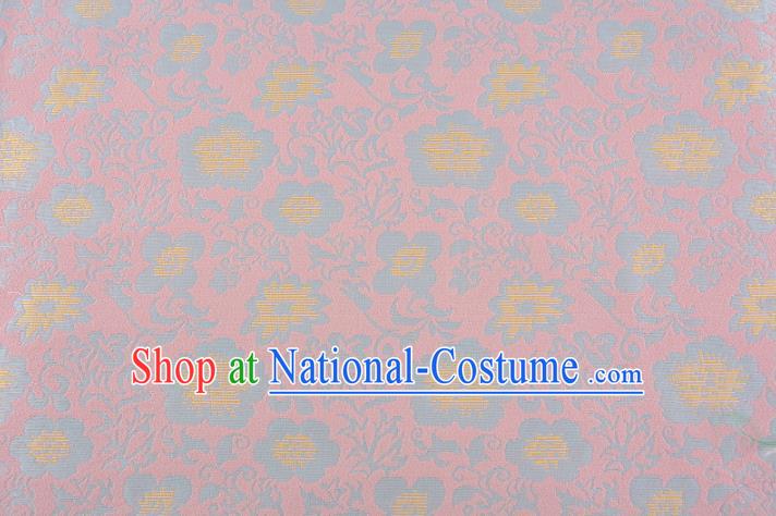 Chinese Traditional Costume Royal Palace Flowers Pattern Pink Brocade Fabric, Chinese Ancient Clothing Drapery Hanfu Cheongsam Material