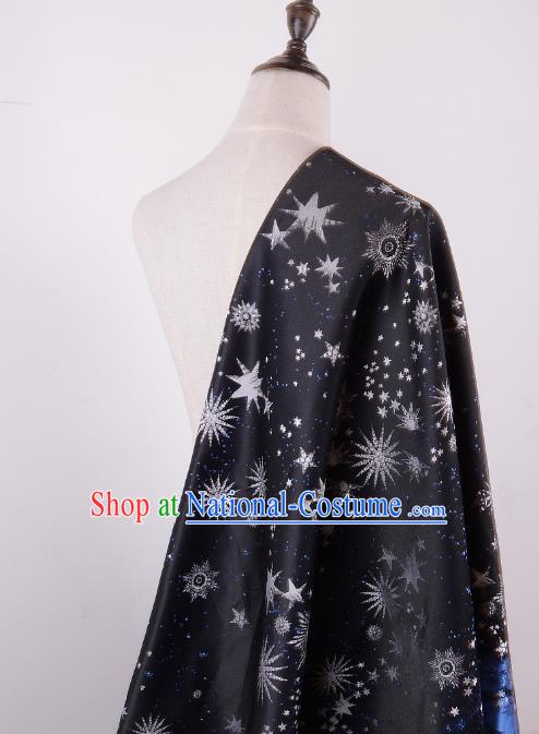 Chinese Traditional Costume Royal Palace Printing Hexagram Pattern Navy Brocade Fabric, Chinese Ancient Clothing Drapery Hanfu Cheongsam Material