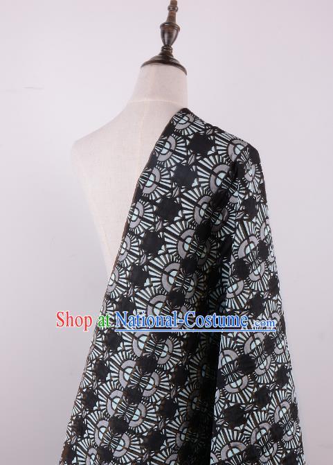 Chinese Traditional Costume Royal Palace Pattern Black Brocade Fabric, Chinese Ancient Clothing Drapery Hanfu Cheongsam Material