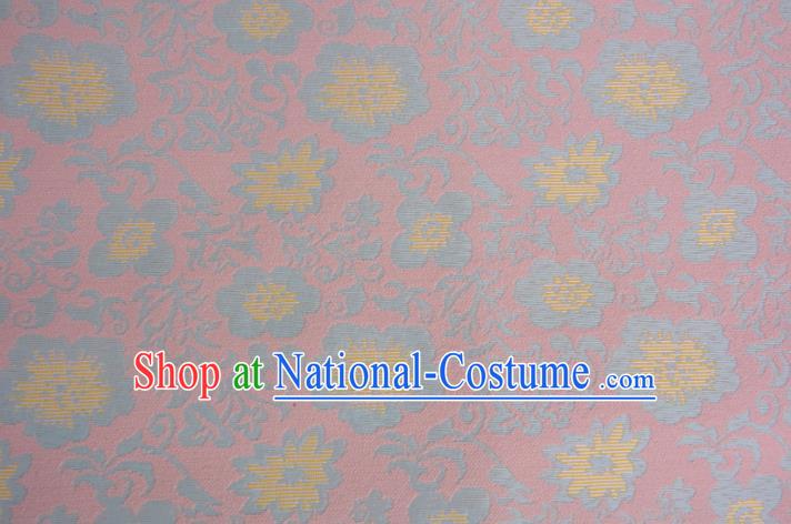 Chinese Traditional Costume Royal Palace Printing Flowers Pink Brocade Fabric, Chinese Ancient Clothing Drapery Hanfu Cheongsam Material