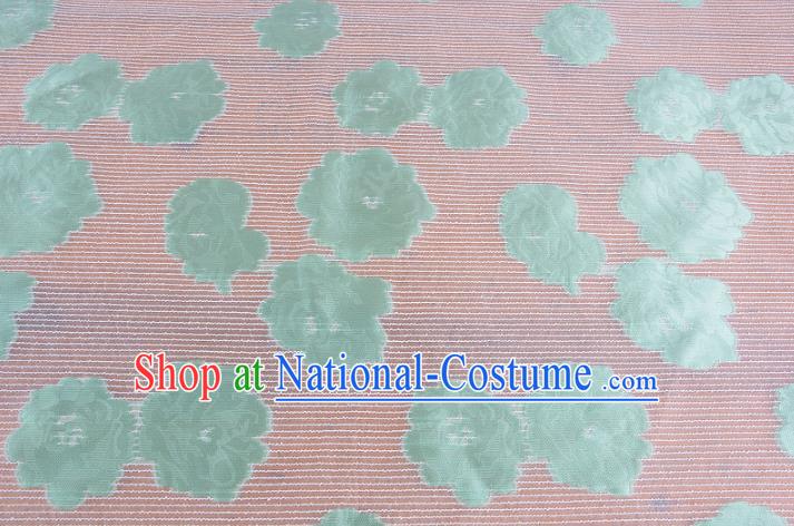 Chinese Traditional Costume Royal Palace Green Flowers Pattern Brocade Fabric, Chinese Ancient Clothing Drapery Hanfu Cheongsam Material