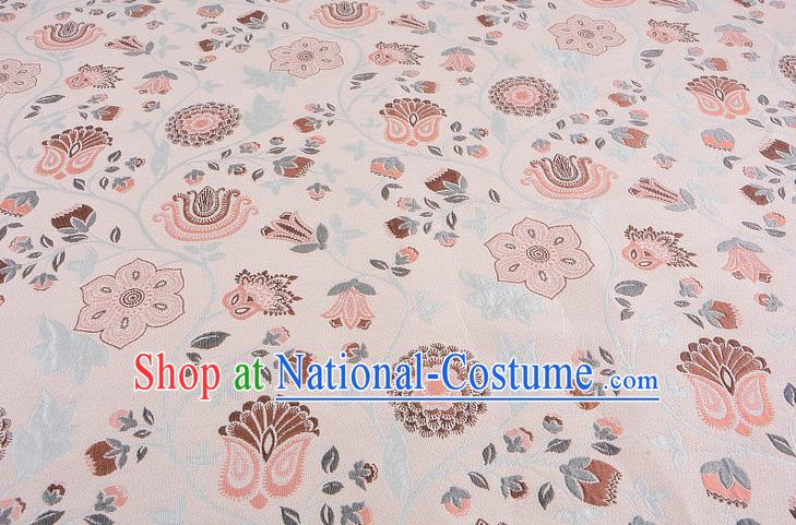 Chinese Traditional Costume Royal Palace Pattern Apricot Brocade Fabric, Chinese Ancient Clothing Drapery Hanfu Cheongsam Material