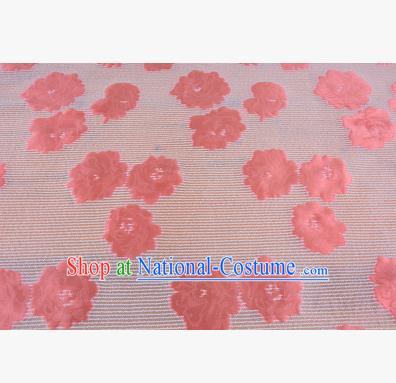 Chinese Traditional Costume Royal Palace Pink Flowers Pattern Brocade Fabric, Chinese Ancient Clothing Drapery Hanfu Cheongsam Material