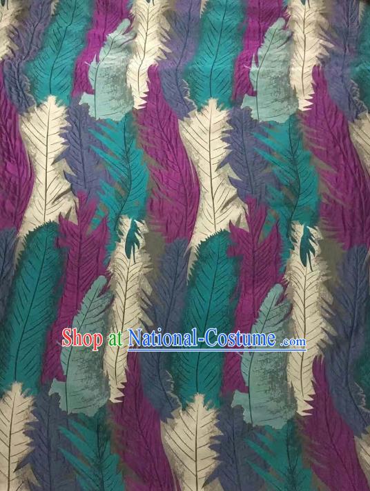 Chinese Traditional Costume Royal Palace Printing Feather Pattern Brocade Fabric, Chinese Ancient Clothing Drapery Hanfu Cheongsam Material