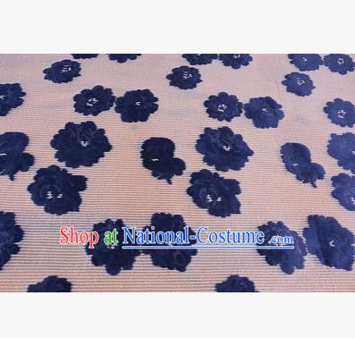 Chinese Traditional Costume Royal Palace Navy Flowers Pattern Brocade Fabric, Chinese Ancient Clothing Drapery Hanfu Cheongsam Material