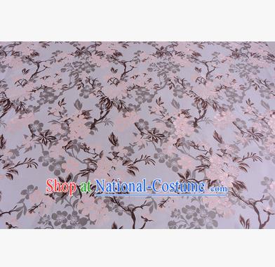 Chinese Traditional Costume Royal Palace Wintersweet Pattern Pink Brocade Fabric, Chinese Ancient Clothing Drapery Hanfu Cheongsam Material