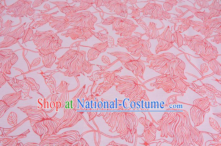 Chinese Traditional Costume Royal Palace Flowers Pattern Pink Brocade Fabric, Chinese Ancient Clothing Drapery Hanfu Cheongsam Material