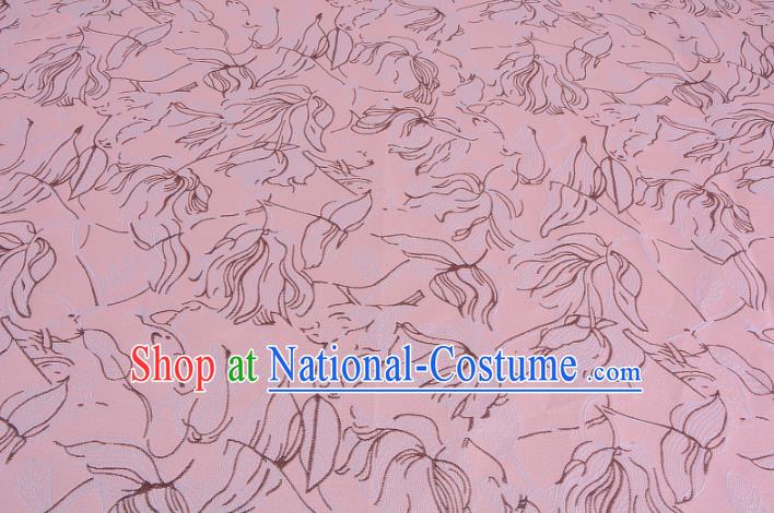 Chinese Traditional Costume Royal Palace Flowers Pattern Pink Brocade Fabric, Chinese Ancient Clothing Drapery Hanfu Cheongsam Material