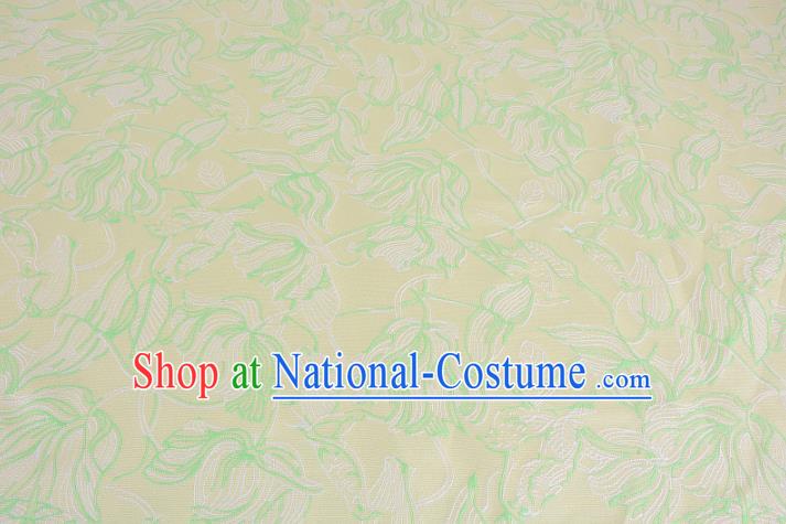 Chinese Traditional Costume Royal Palace Flowers Pattern Yellow Brocade Fabric, Chinese Ancient Clothing Drapery Hanfu Cheongsam Material