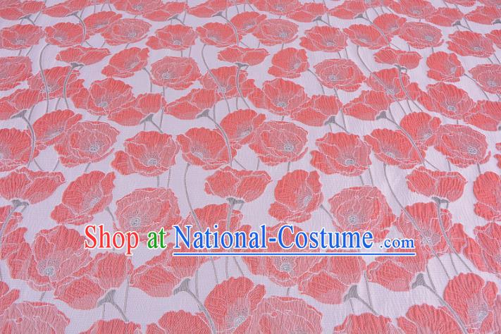 Chinese Traditional Costume Royal Palace Pink Flowers Satin Brocade Fabric, Chinese Ancient Clothing Drapery Hanfu Cheongsam Material