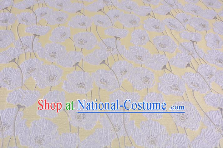 Chinese Traditional Costume Royal Palace Flowers Yellow Satin Brocade Fabric, Chinese Ancient Clothing Drapery Hanfu Cheongsam Material