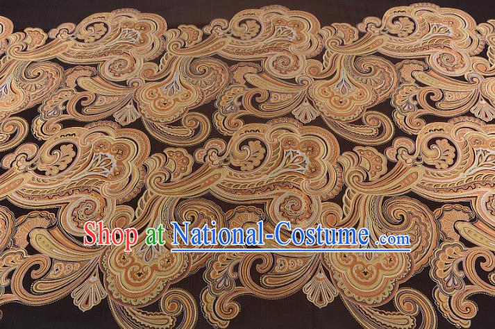 Chinese Traditional Costume Royal Palace Printing Brown Satin Brocade Fabric, Chinese Ancient Clothing Drapery Hanfu Cheongsam Material