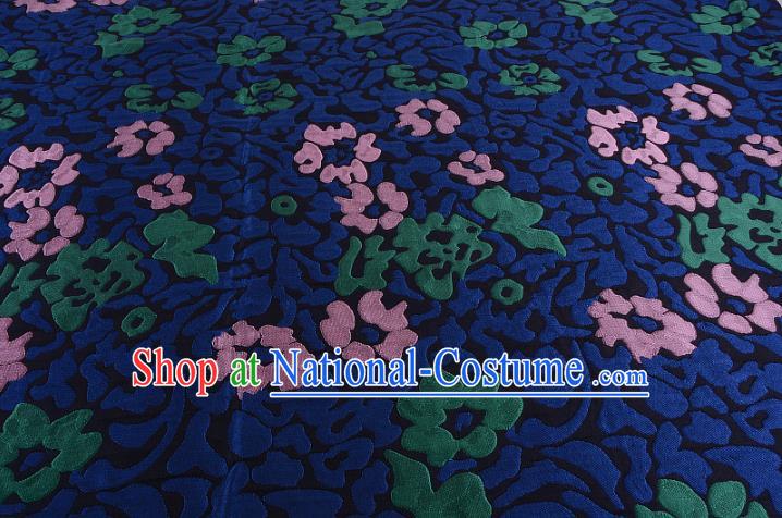 Chinese Traditional Costume Royal Palace Printing Navy Satin Brocade Fabric, Chinese Ancient Clothing Drapery Hanfu Cheongsam Material