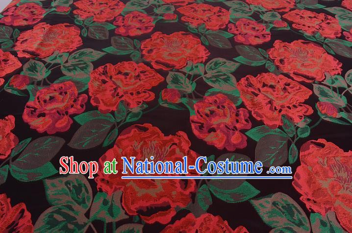 Chinese Traditional Costume Royal Palace Red Peony Pattern Brocade Fabric, Chinese Ancient Clothing Drapery Hanfu Cheongsam Material