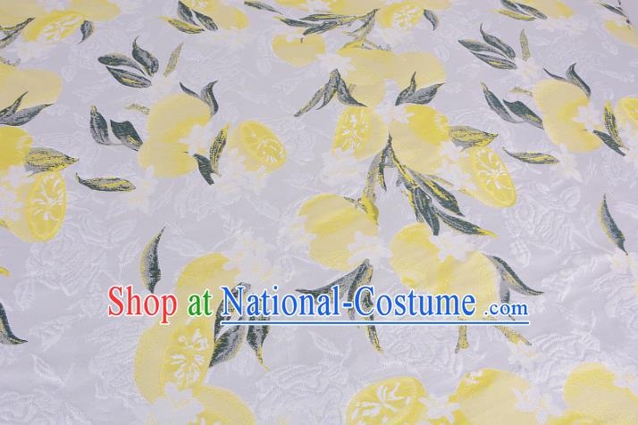 Chinese Traditional Costume Royal Palace Lotus Root Pattern White Satin Brocade Fabric, Chinese Ancient Clothing Drapery Hanfu Cheongsam Material