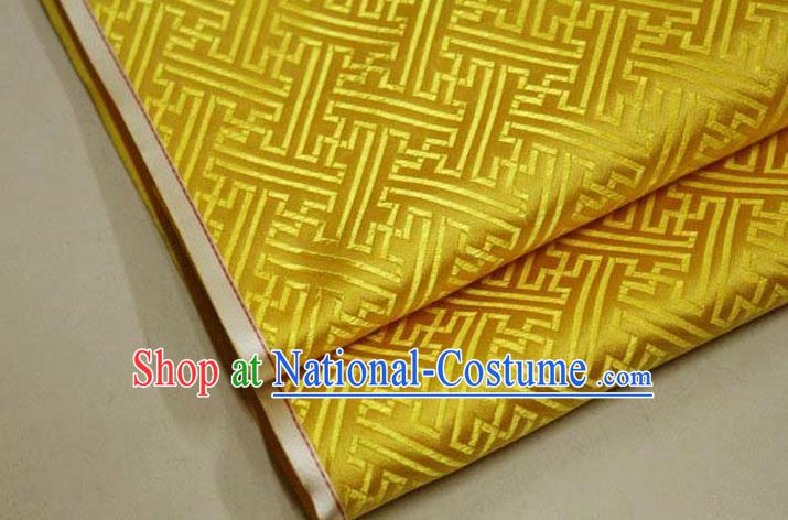 Chinese Traditional Costume Royal Palace Pattern Mongolian Robe Golden Brocade Fabric, Chinese Ancient Clothing Drapery Hanfu Cheongsam Material