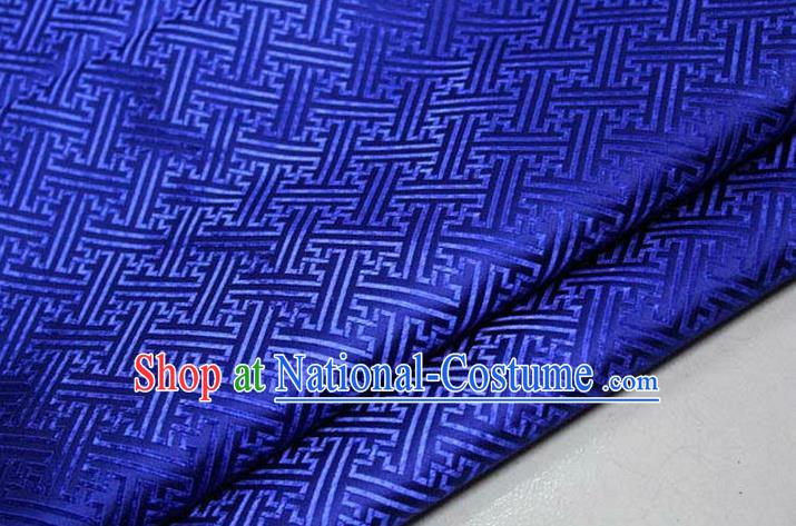 Chinese Traditional Costume Royal Palace Pattern Mongolian Robe Royalblue Brocade Fabric, Chinese Ancient Clothing Drapery Hanfu Cheongsam Material