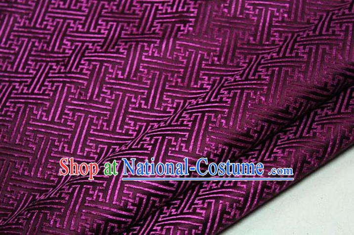 Chinese Traditional Costume Royal Palace Pattern Mongolian Robe Purple Brocade Fabric, Chinese Ancient Clothing Drapery Hanfu Cheongsam Material