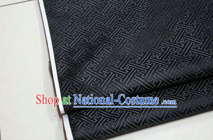 Chinese Traditional Costume Royal Palace Pattern Mongolian Robe Black Brocade Fabric, Chinese Ancient Clothing Drapery Hanfu Cheongsam Material