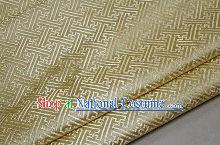 Chinese Traditional Costume Royal Palace Pattern Mongolian Robe Light Golden Brocade Fabric, Chinese Ancient Clothing Drapery Hanfu Cheongsam Material