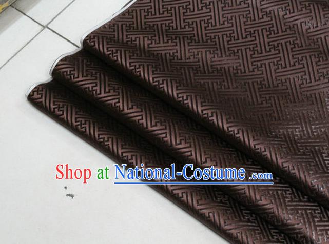 Chinese Traditional Costume Royal Palace Pattern Mongolian Robe Brown Brocade Fabric, Chinese Ancient Clothing Drapery Hanfu Cheongsam Material