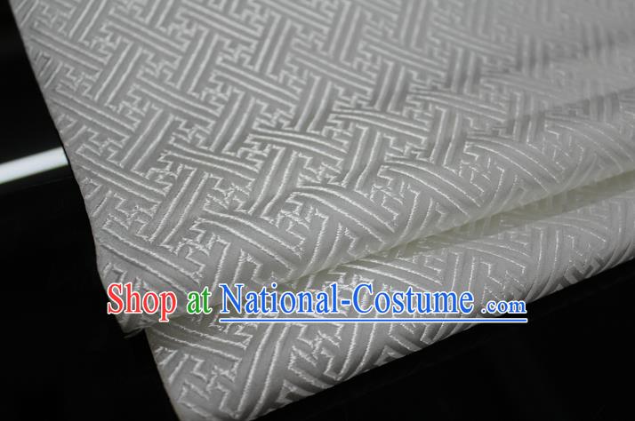 Chinese Traditional Costume Royal Palace Pattern Mongolian Robe White Brocade Fabric, Chinese Ancient Clothing Drapery Hanfu Cheongsam Material