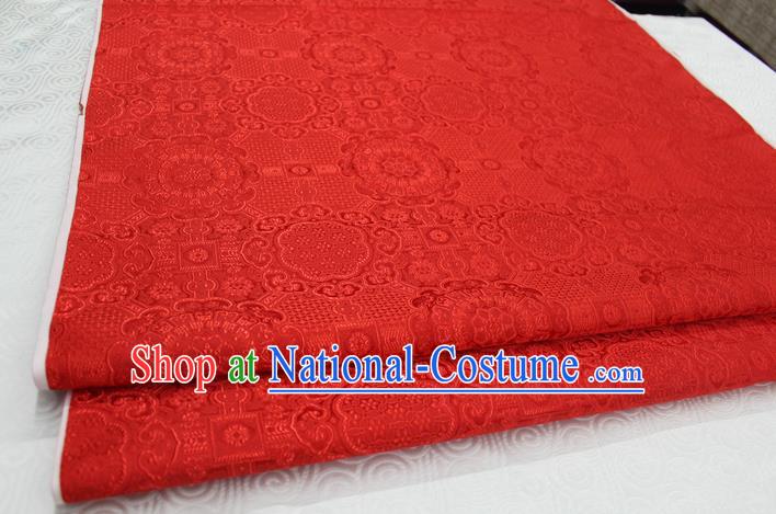 Chinese Traditional Royal Palace Pattern Mongolian Robe Red Brocade Fabric, Chinese Ancient Costume Drapery Hanfu Cheongsam Material