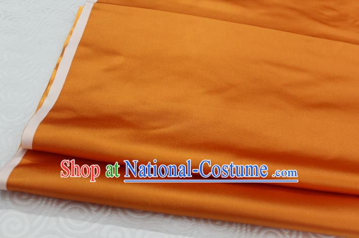 Chinese Traditional Royal Palace Mongolian Robe Orange Satin Brocade Fabric, Chinese Ancient Costume Drapery Hanfu Cheongsam Material