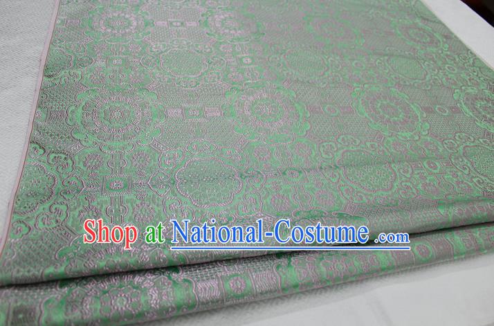 Chinese Traditional Royal Palace Pattern Mongolian Robe Light Green Brocade Fabric, Chinese Ancient Costume Drapery Hanfu Cheongsam Material