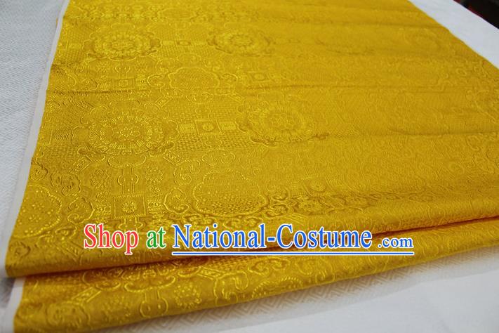 Chinese Traditional Royal Palace Pattern Mongolian Robe Golden Brocade Fabric, Chinese Ancient Costume Drapery Hanfu Cheongsam Material