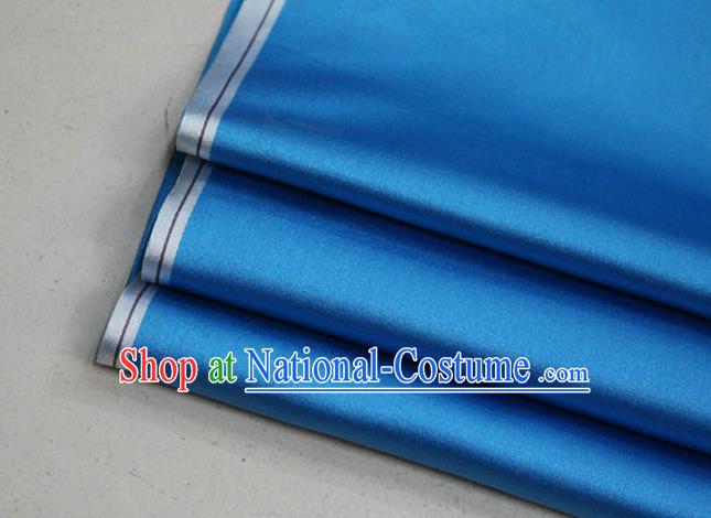 Chinese Traditional Royal Palace Mongolian Robe Light Blue Satin Brocade Fabric, Chinese Ancient Costume Drapery Hanfu Cheongsam Material