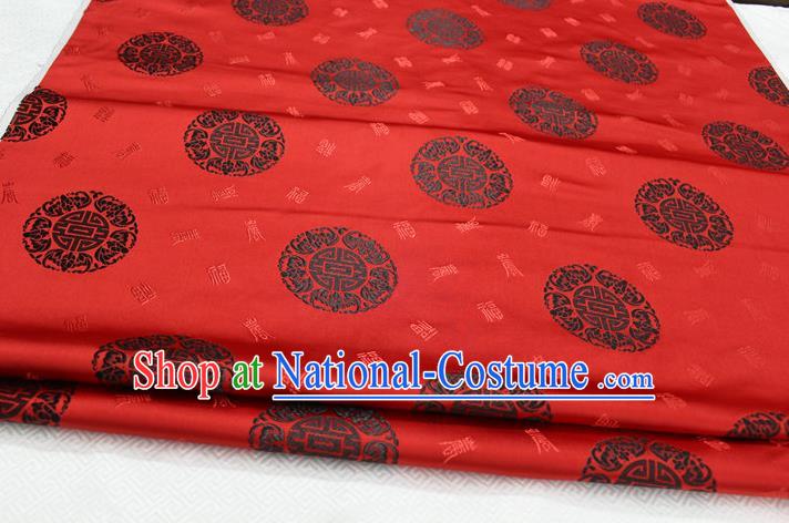 Chinese Traditional Royal Palace Longevity Pattern Mongolian Robe Red Satin Brocade Fabric, Chinese Ancient Costume Drapery Hanfu Tang Suit Material