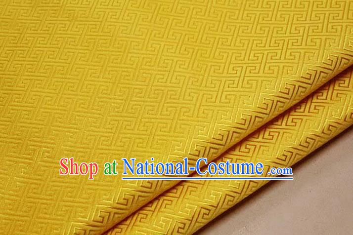 Chinese Traditional Royal Palace Back Pattern Mongolian Robe Golden Satin Brocade Fabric, Chinese Ancient Costume Drapery Hanfu Tang Suit Material