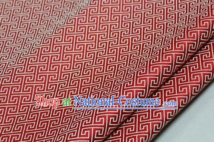 Chinese Traditional Royal Palace Back Pattern Mongolian Robe Red Satin Brocade Fabric, Chinese Ancient Costume Drapery Hanfu Tang Suit Material