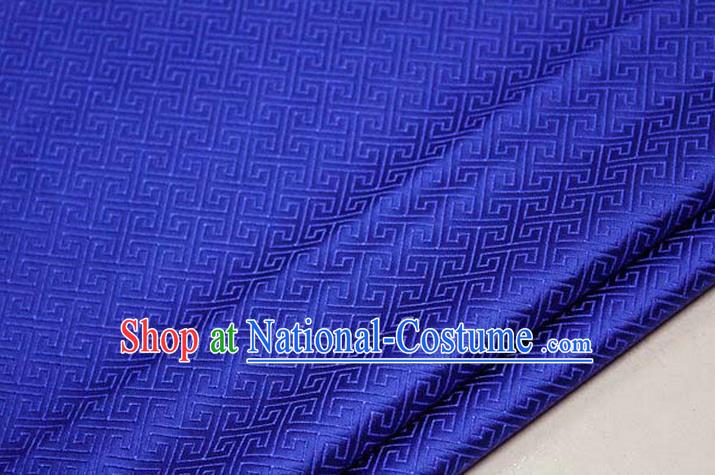 Chinese Traditional Royal Palace Back Pattern Mongolian Robe Royalblue Satin Brocade Fabric, Chinese Ancient Costume Drapery Hanfu Tang Suit Material