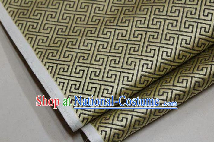 Chinese Traditional Royal Palace Back Pattern Mongolian Robe Mud Golden Satin Brocade Fabric, Chinese Ancient Costume Drapery Hanfu Tang Suit Material