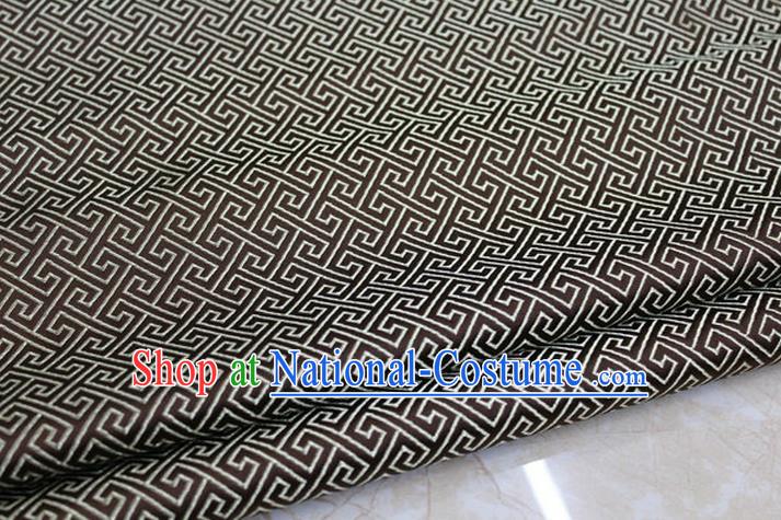 Chinese Traditional Royal Palace Back Pattern Mongolian Robe Deep Coffee Satin Brocade Fabric, Chinese Ancient Costume Drapery Hanfu Tang Suit Material