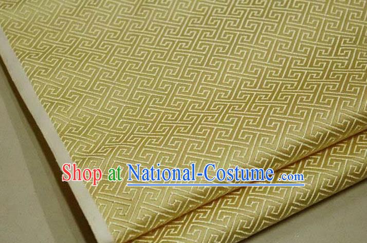 Chinese Traditional Royal Palace Back Pattern Mongolian Robe Yellow Satin Brocade Fabric, Chinese Ancient Costume Drapery Hanfu Tang Suit Material