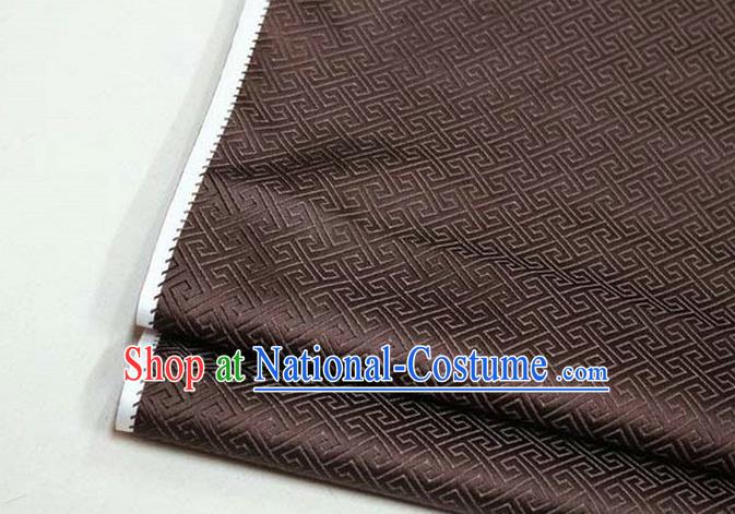 Chinese Traditional Royal Palace Back Pattern Mongolian Robe Deep Brown Satin Brocade Fabric, Chinese Ancient Costume Drapery Hanfu Tang Suit Material