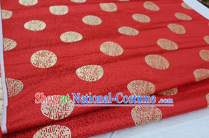 Chinese Traditional Royal Palace Longevity Pattern Mongolian Robe Red Brocade Fabric, Chinese Ancient Costume Drapery Hanfu Tang Suit Material