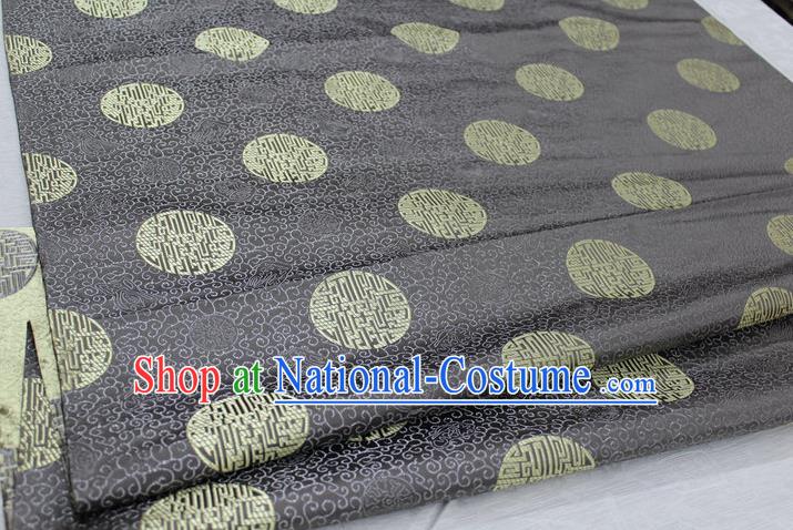 Chinese Traditional Royal Palace Longevity Pattern Mongolian Robe Grey Brocade Fabric, Chinese Ancient Costume Drapery Hanfu Tang Suit Material