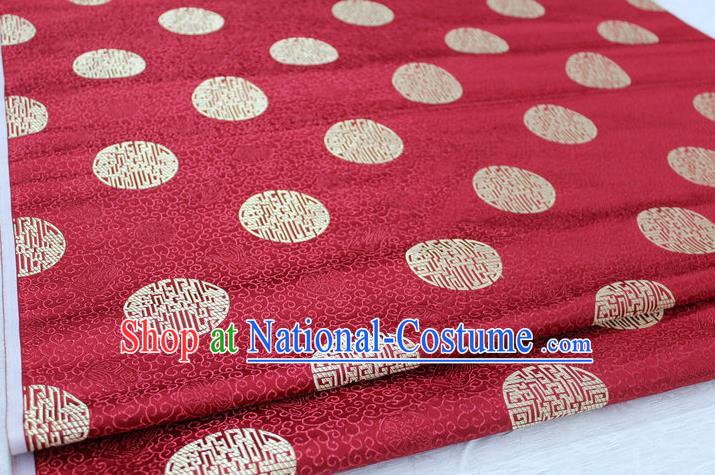 Chinese Traditional Royal Palace Longevity Pattern Mongolian Robe Red Brocade Fabric, Chinese Ancient Costume Drapery Hanfu Tang Suit Material