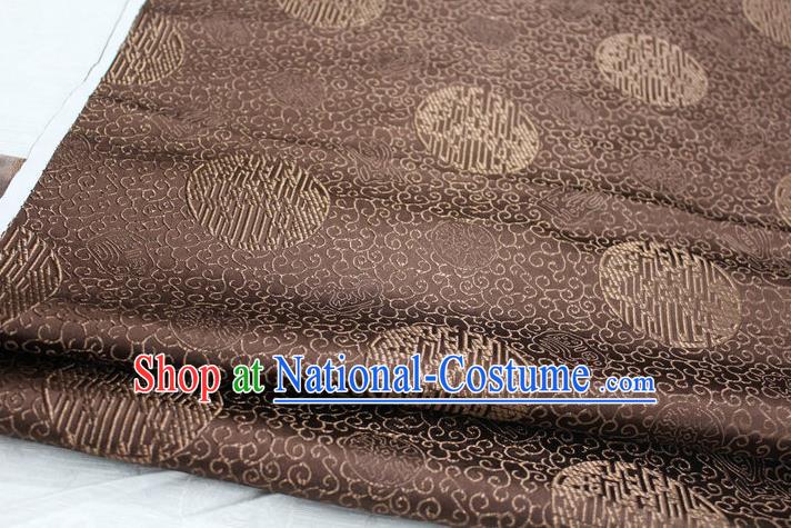 Chinese Traditional Royal Palace Longevity Pattern Mongolian Robe Brown Brocade Fabric, Chinese Ancient Costume Drapery Hanfu Tang Suit Material